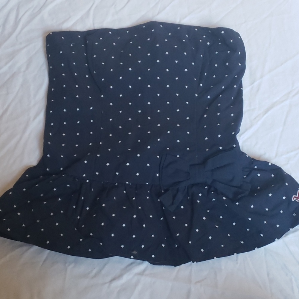 Hollister Blue and White Tube Top